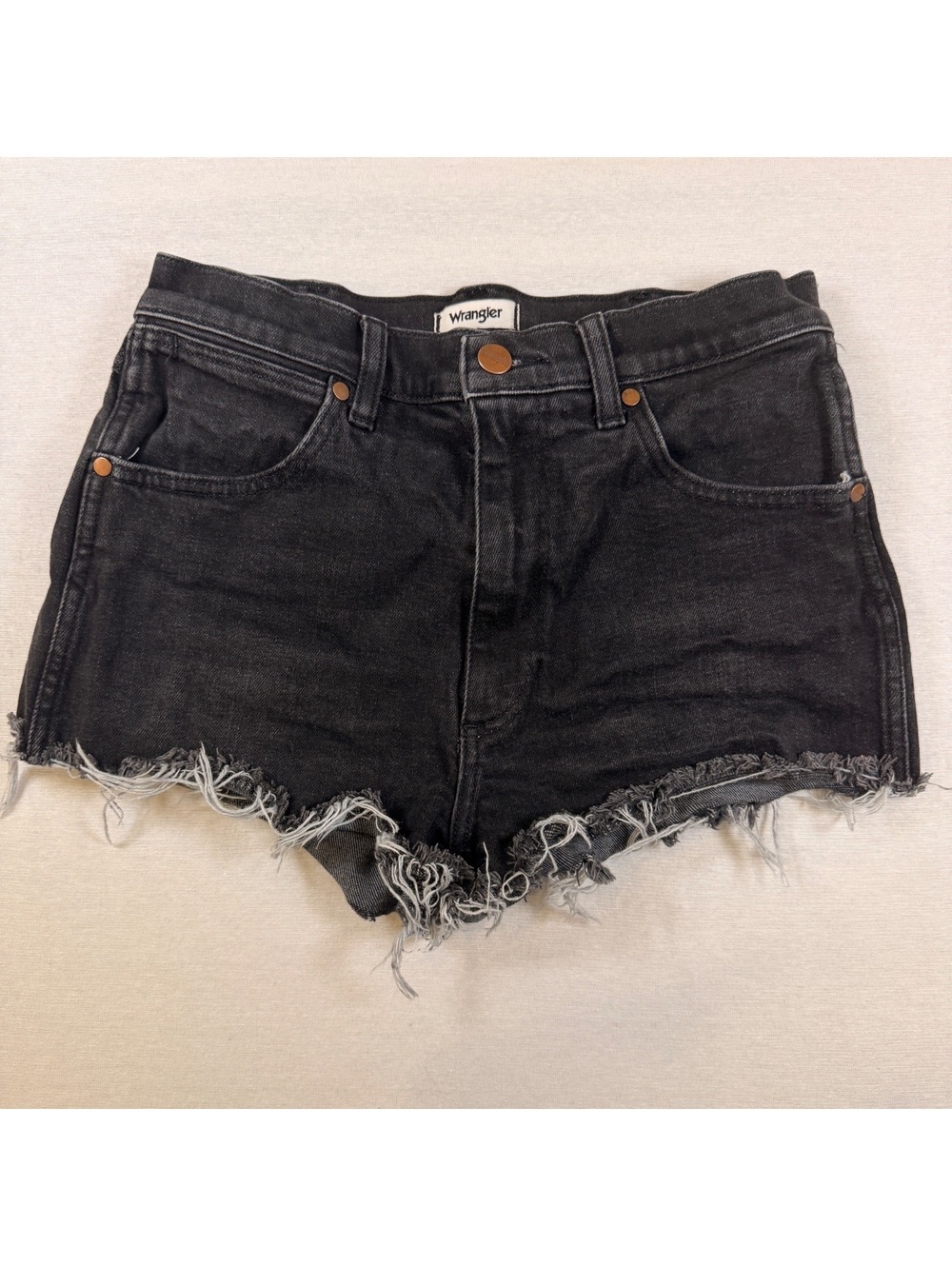 Wrangler Festival Distress Denim Short Wash Black Cutoff Y2K
